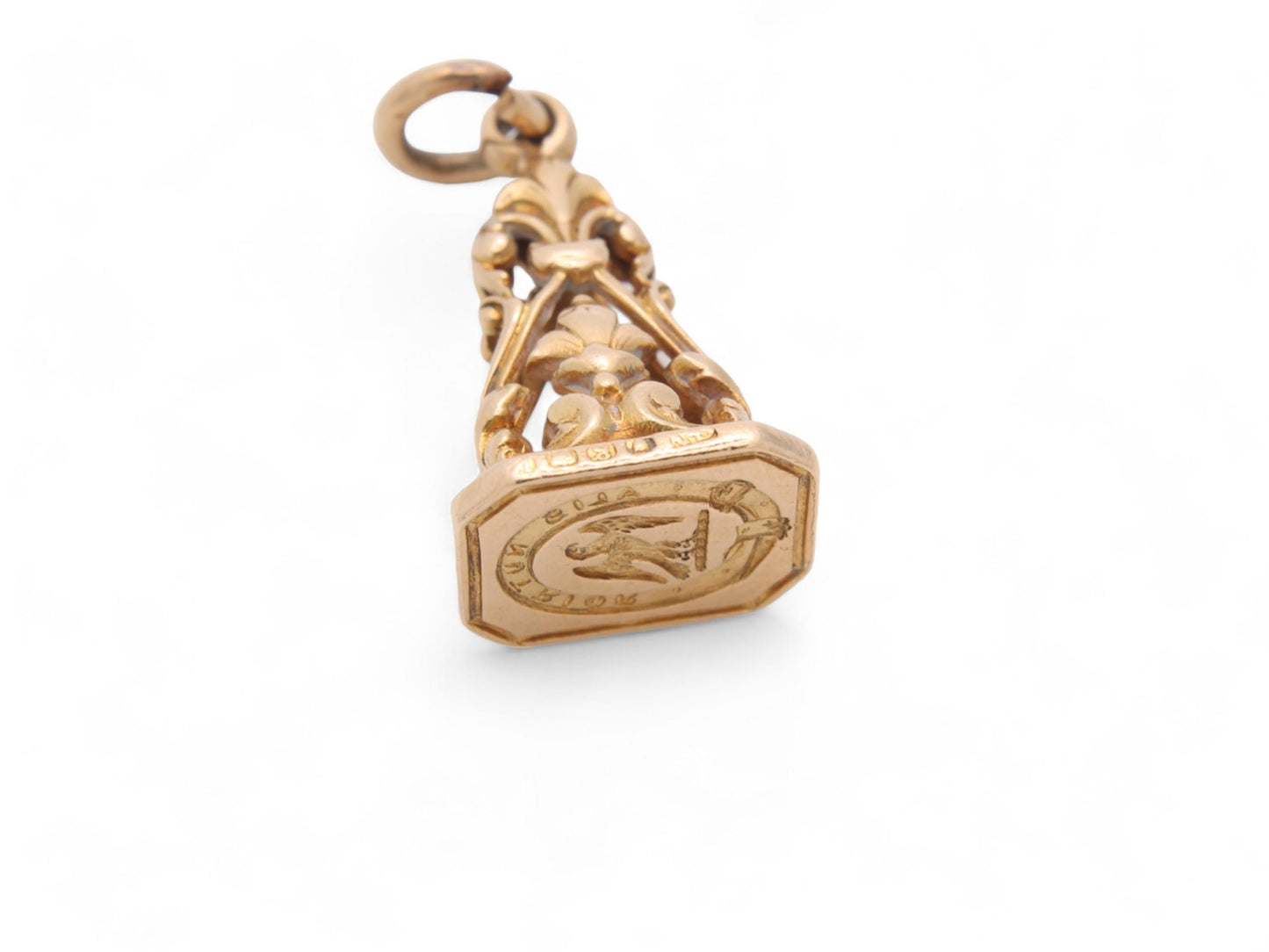 Antique Georgian 18ct Gold Intaglio Crest Falcon "I am fed by my wings" Pendant