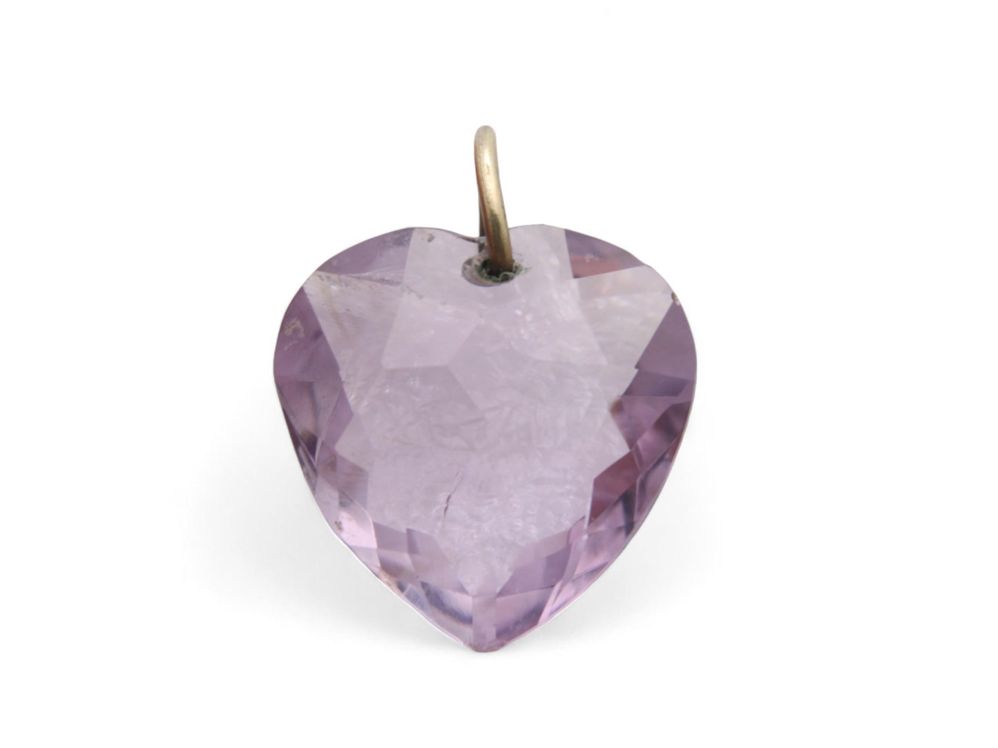 Antique Faceted Purple Glass Heart Pendant