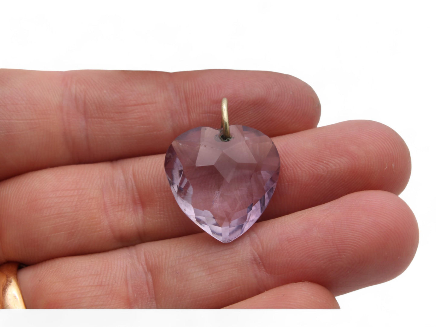 Antique Faceted Purple Glass Heart Pendant