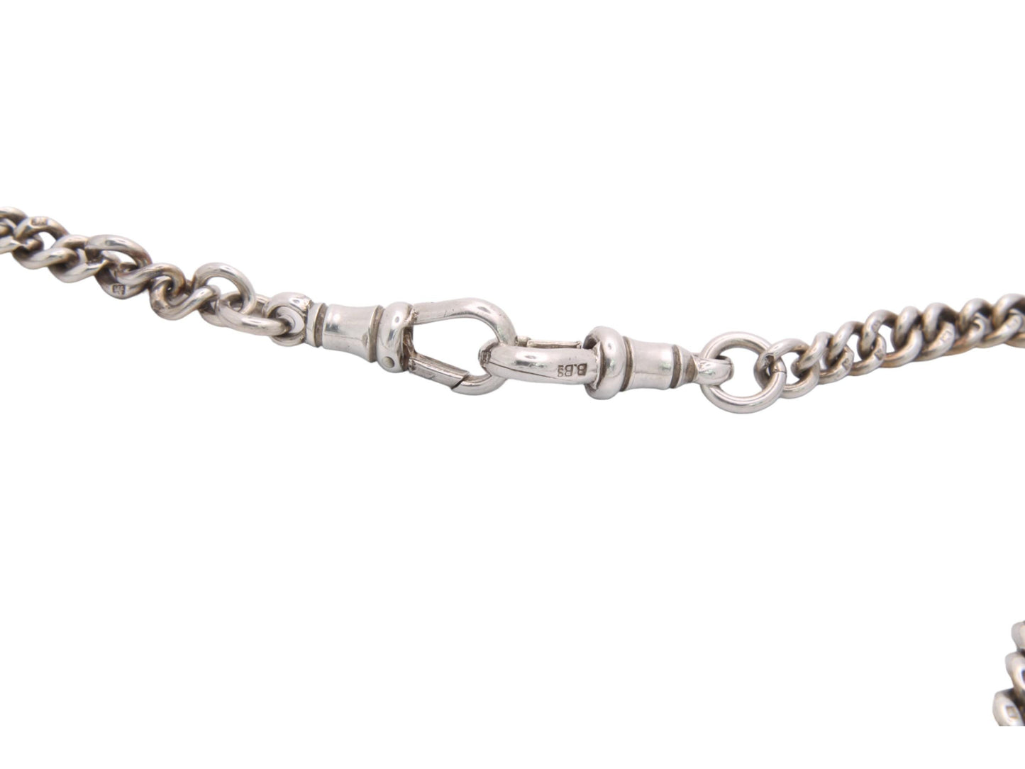 Antique Sterling Silver Graduated Double Albert Chain, 15.75"