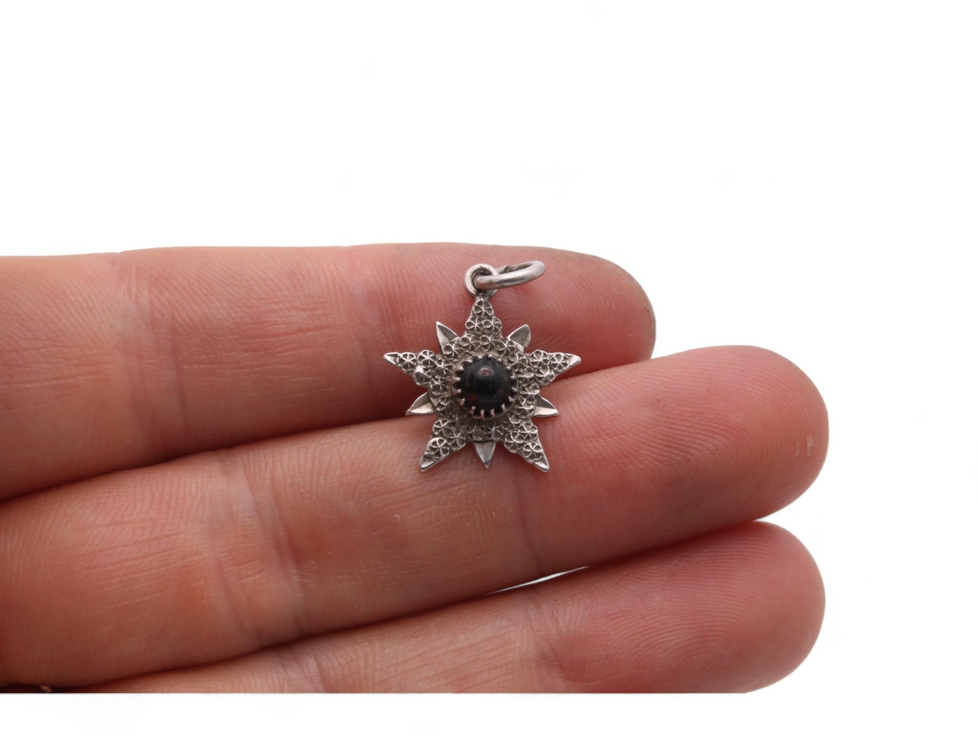 Antique-Victorian-Sterling-Silver-Star-Charm---Charles-Horner