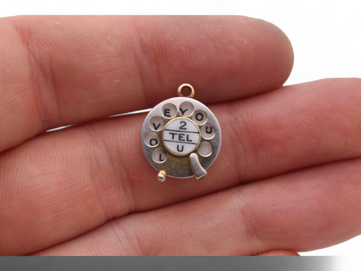 Vintage 9ct Gold 'I Love You' Moving Telephone Dial Charm