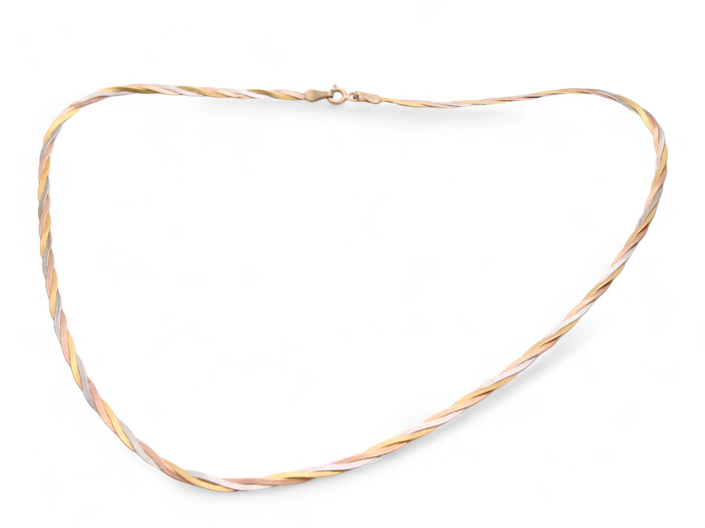 Vintage 9ct Gold Necklace with Three-Colour Gold Intertwined Link