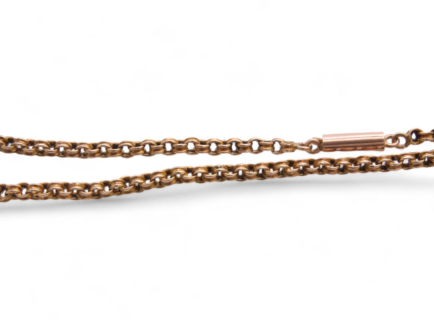 Antique 9ct Gold Ribbed Rolo Link Necklace, 17.5"