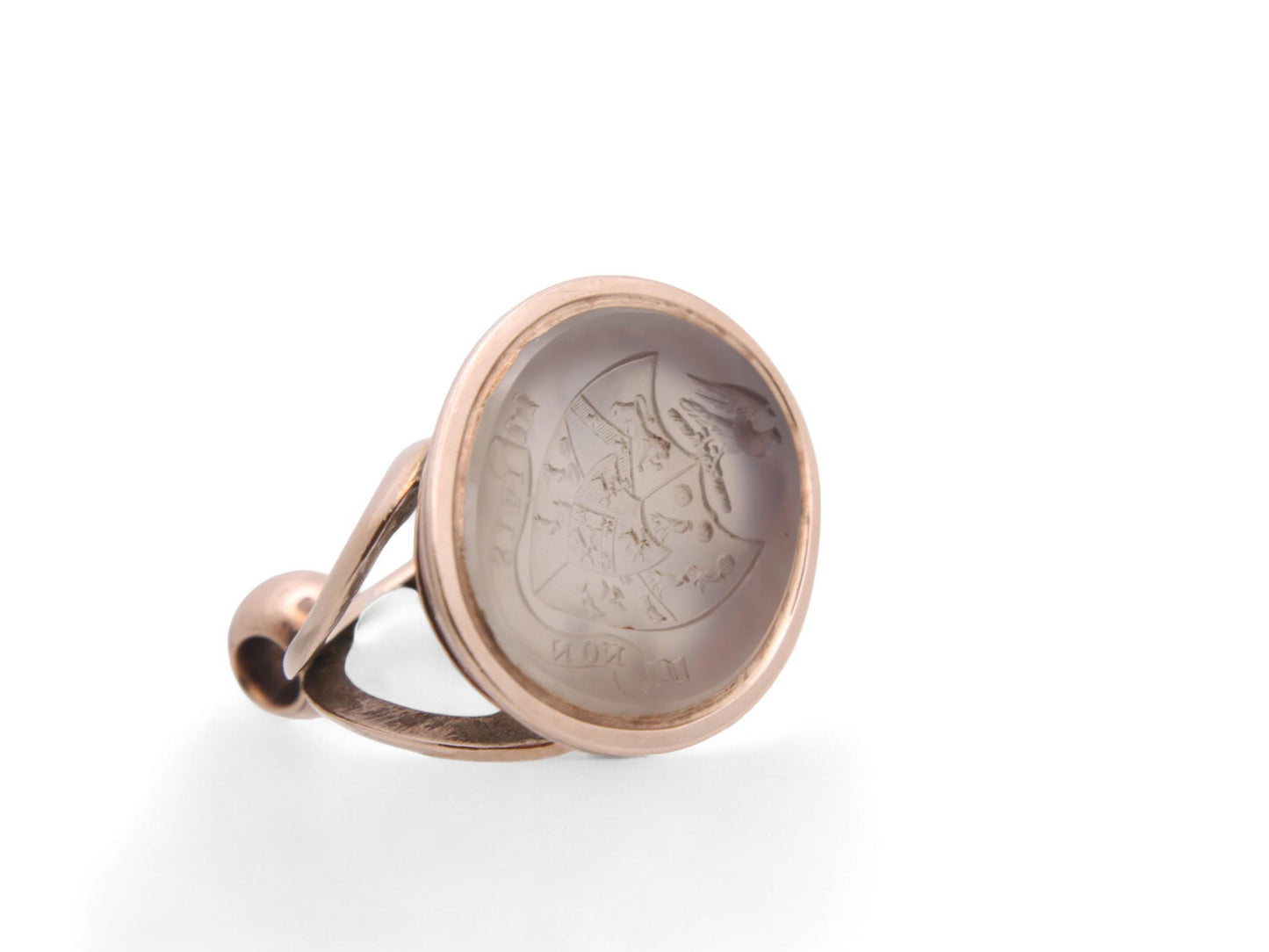 Antique 9ct Gold Chalcedony Intaglio "NOT FOR ONESELF" Phoenix Crest Seal