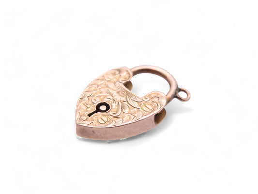 Antique 9ct Gold Chased Padlock Heart Pendant