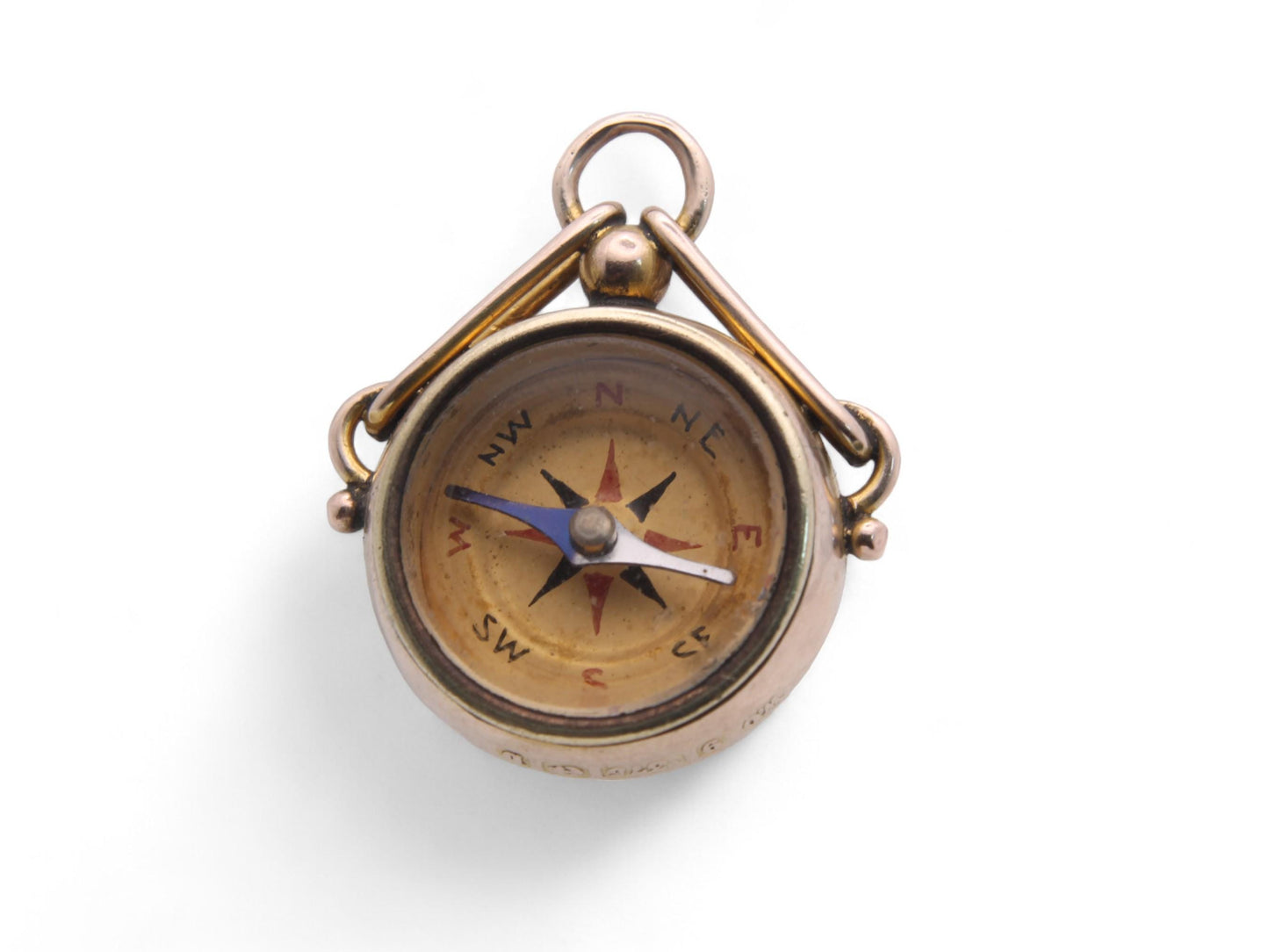 Antique 9ct Gold Carnelian Compass Pendant