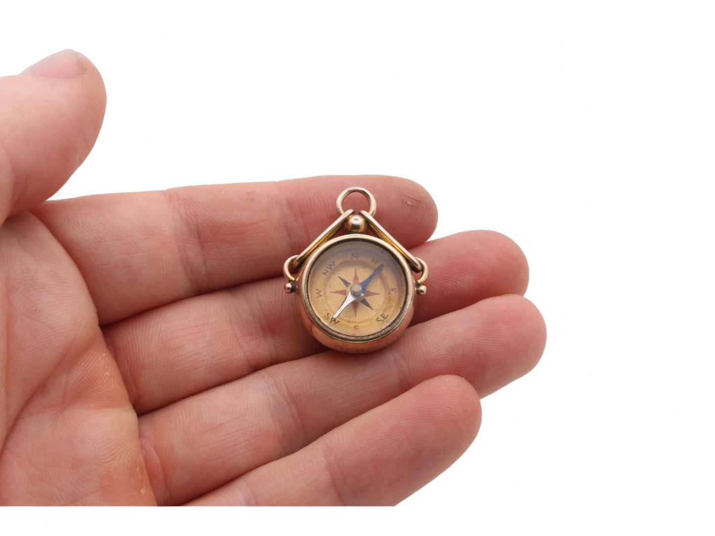 Antique 9ct Gold Carnelian Compass Pendant