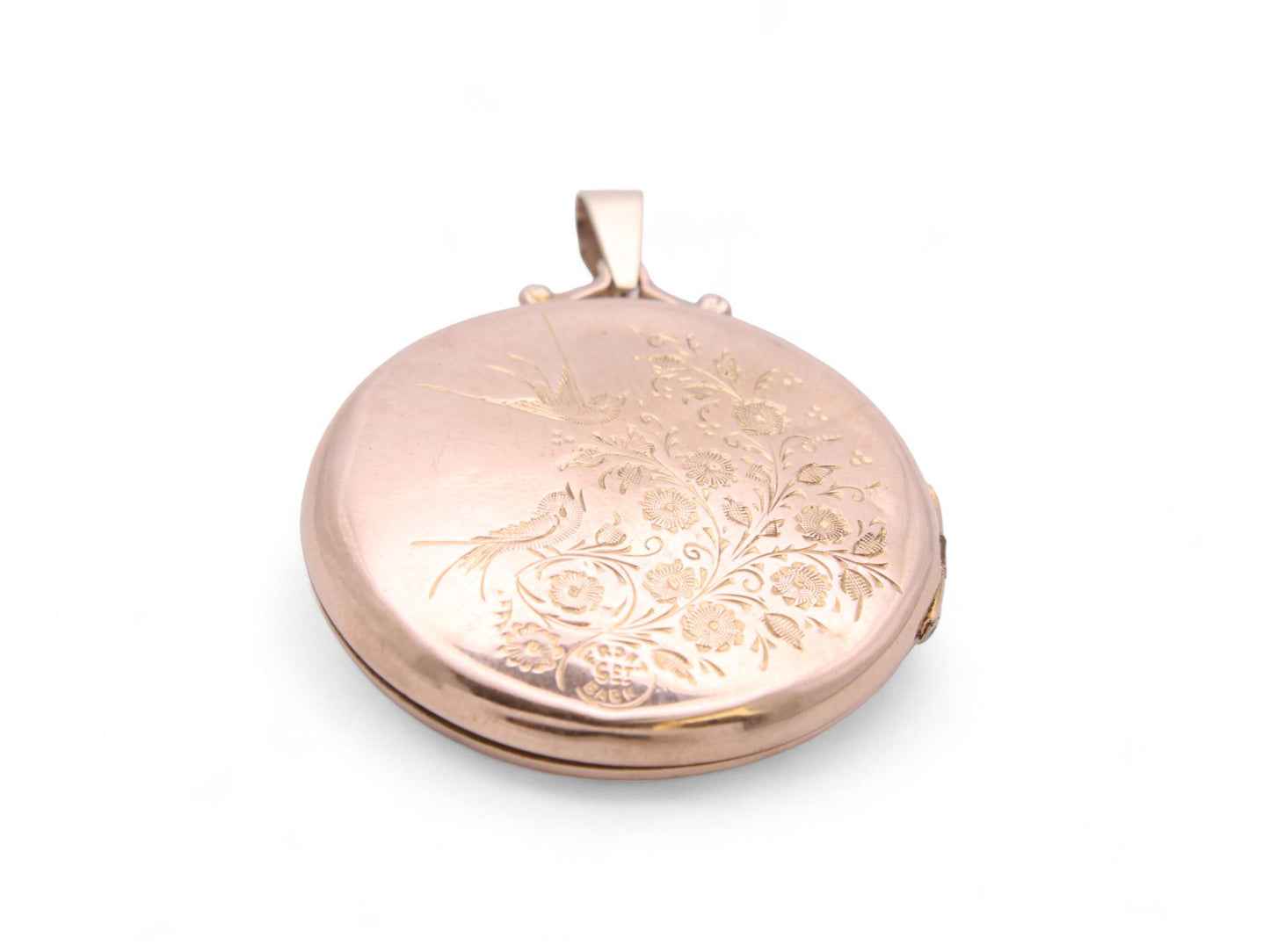 Antique 9ct Gold Large Swallow Bird In Flight Locket