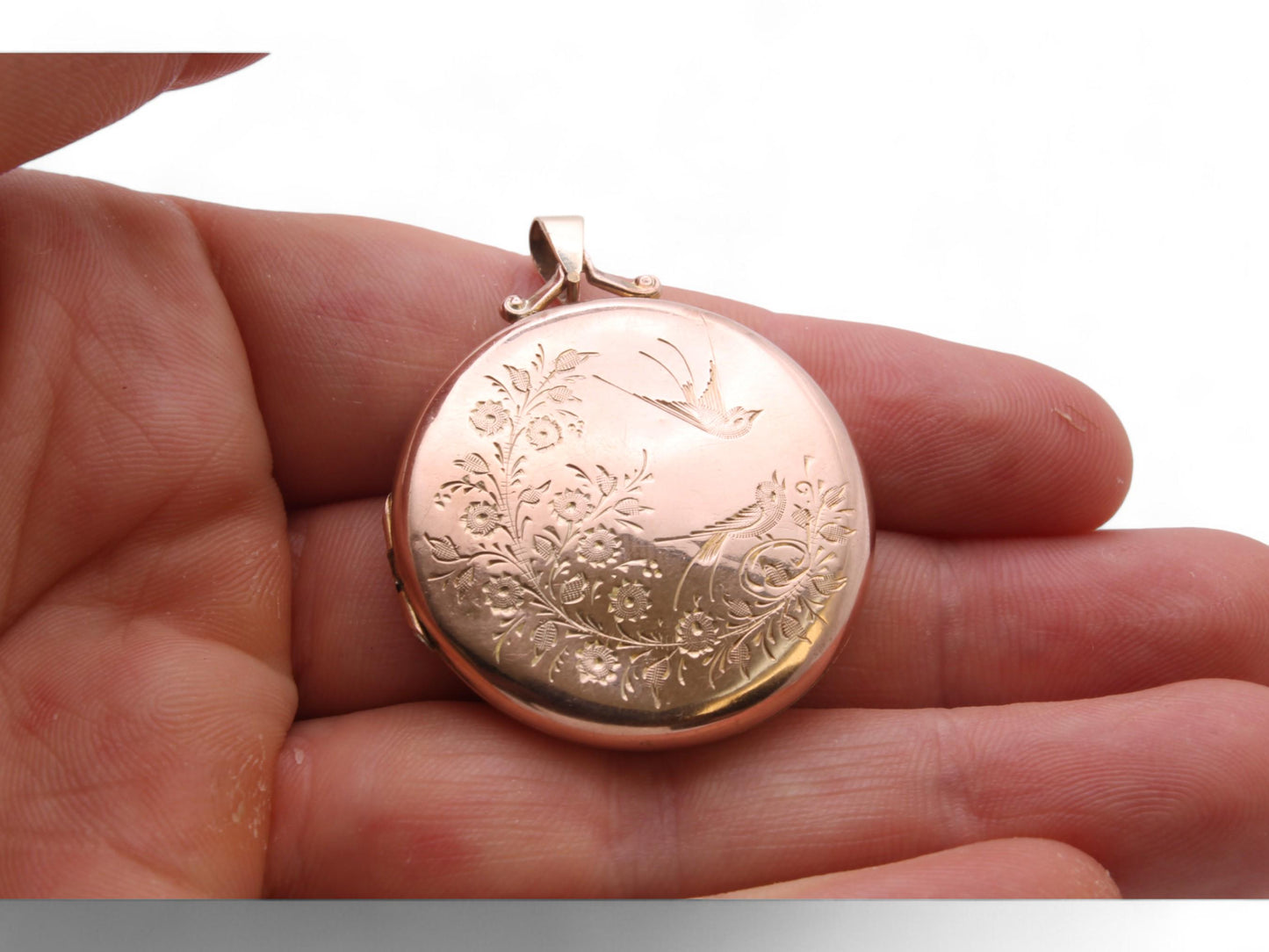 Antique 9ct Gold Large Swallow Bird In Flight Locket