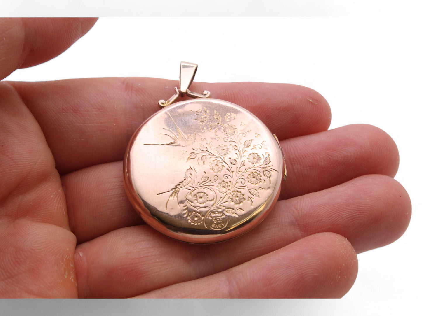 Antique 9ct Gold Large Swallow Bird In Flight Locket