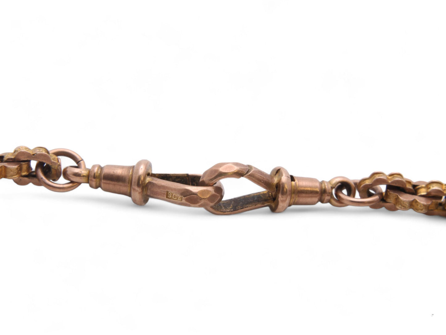 Antique 9ct Gold Fancy Star Link Double Albert Chain, 14"