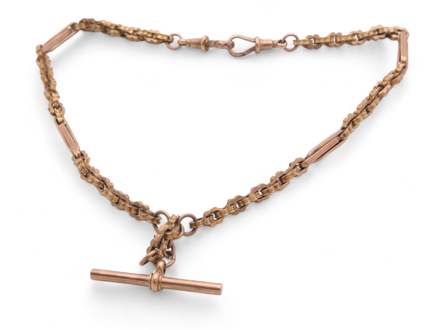Antique 9ct Gold Fancy Star Link Albert Chain Necklace, 14"