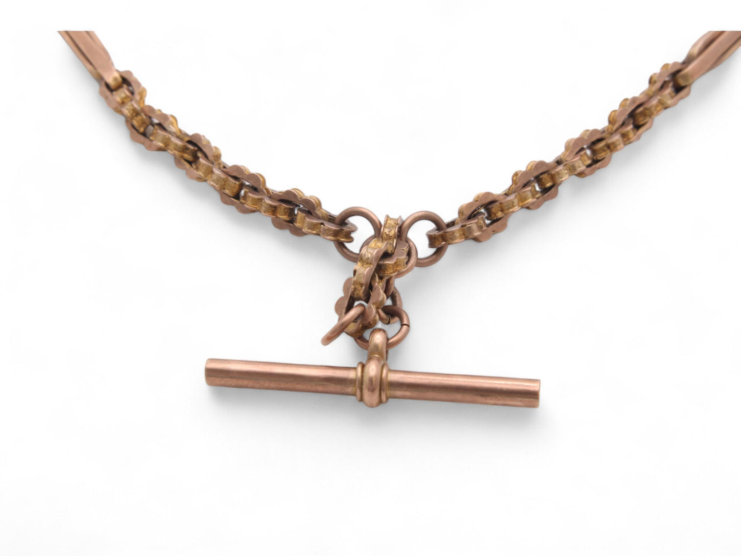 Antique 9ct Gold Fancy Star Link Double Albert Chain, 14"