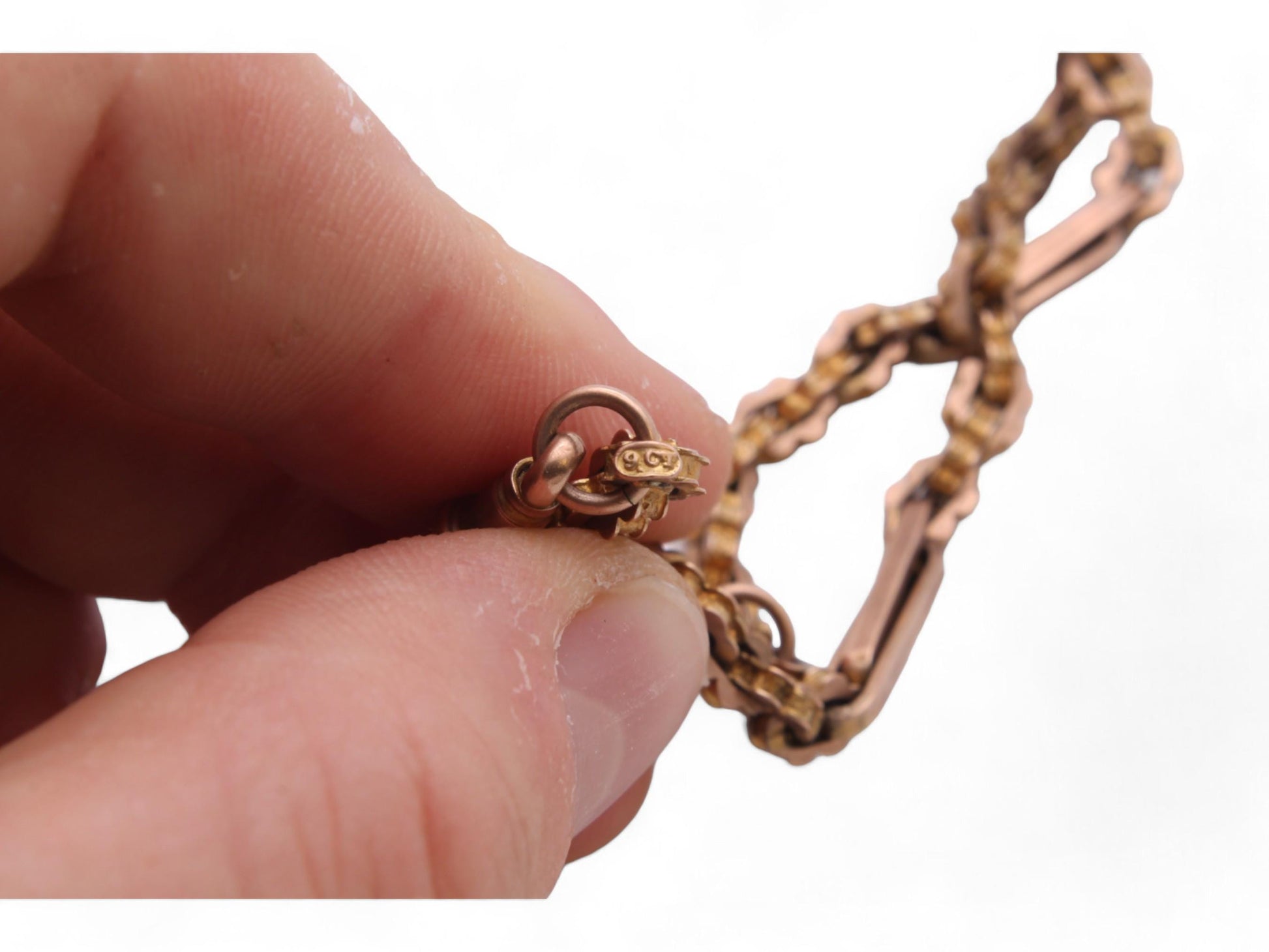 Antique-9ct-Gold-Fancy-Star-Link-Albert-Chain-Necklace,-14"