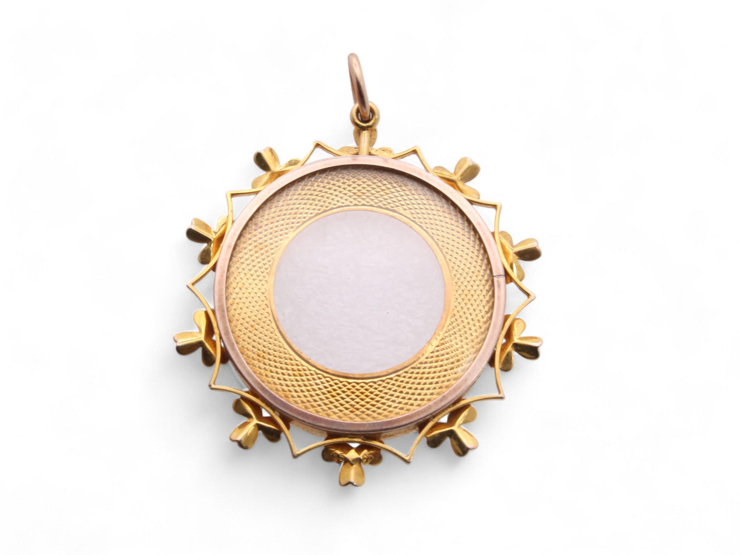Antique 15ct Gold Shamrock Motif Locket Pendant