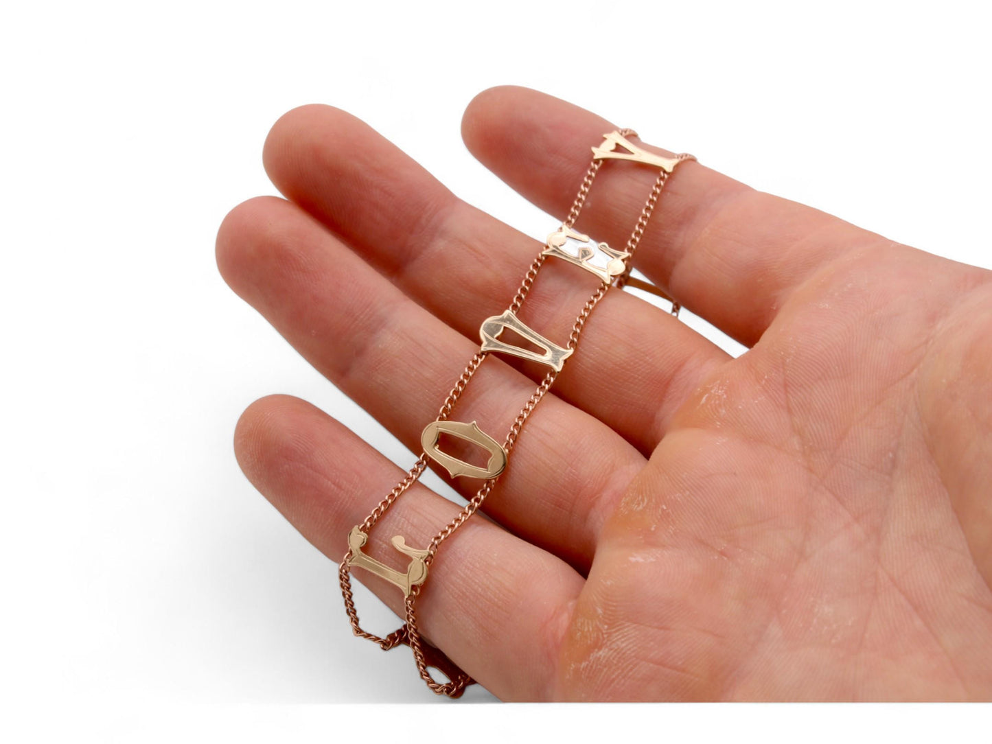 Vintage 9ct Gold I Love You Bracelet, 7.25"