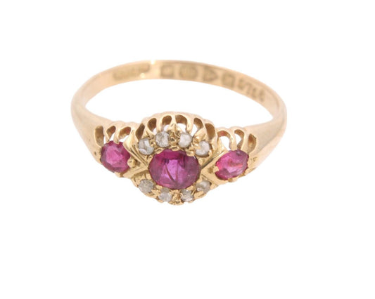 Antique 18ct Gold Diamond & Ruby Gypsy Ring, 1908