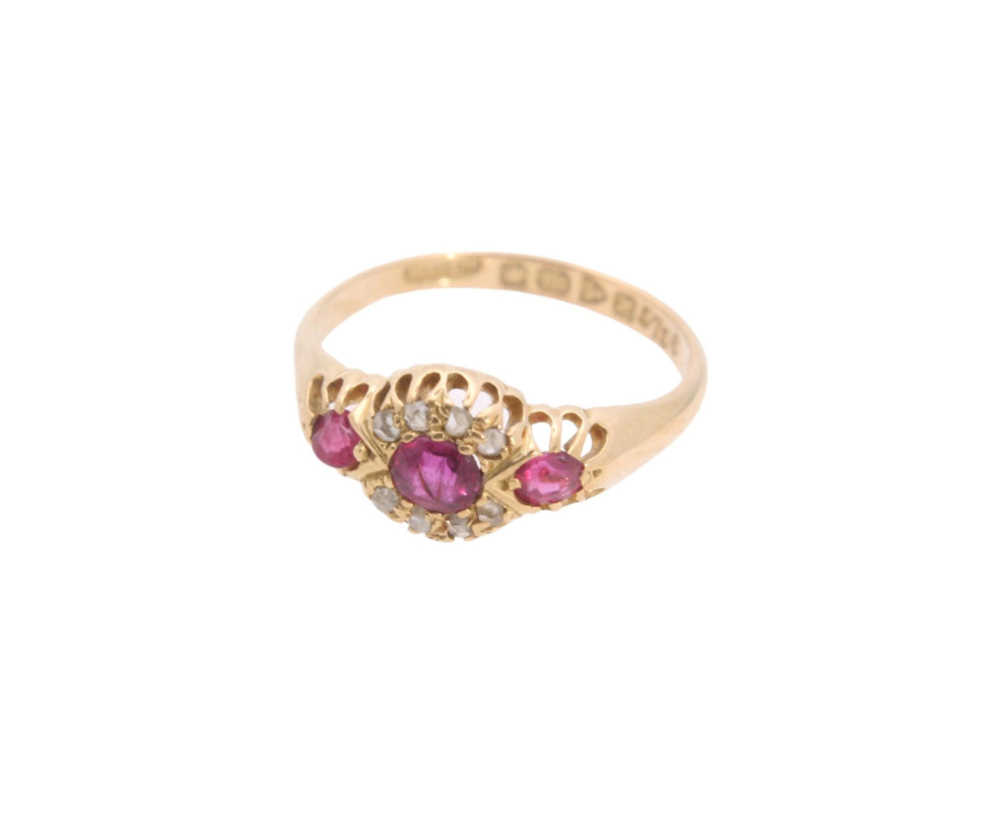 Antique 18ct Gold Diamond & Ruby Gypsy Ring, 1908