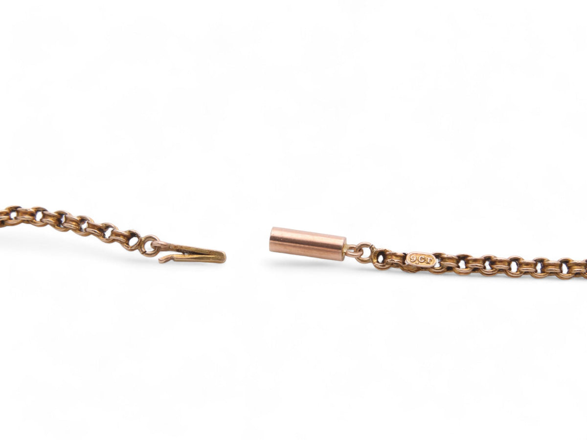Antique 9ct Gold Ribbed Rolo Link Necklace, 17.5"