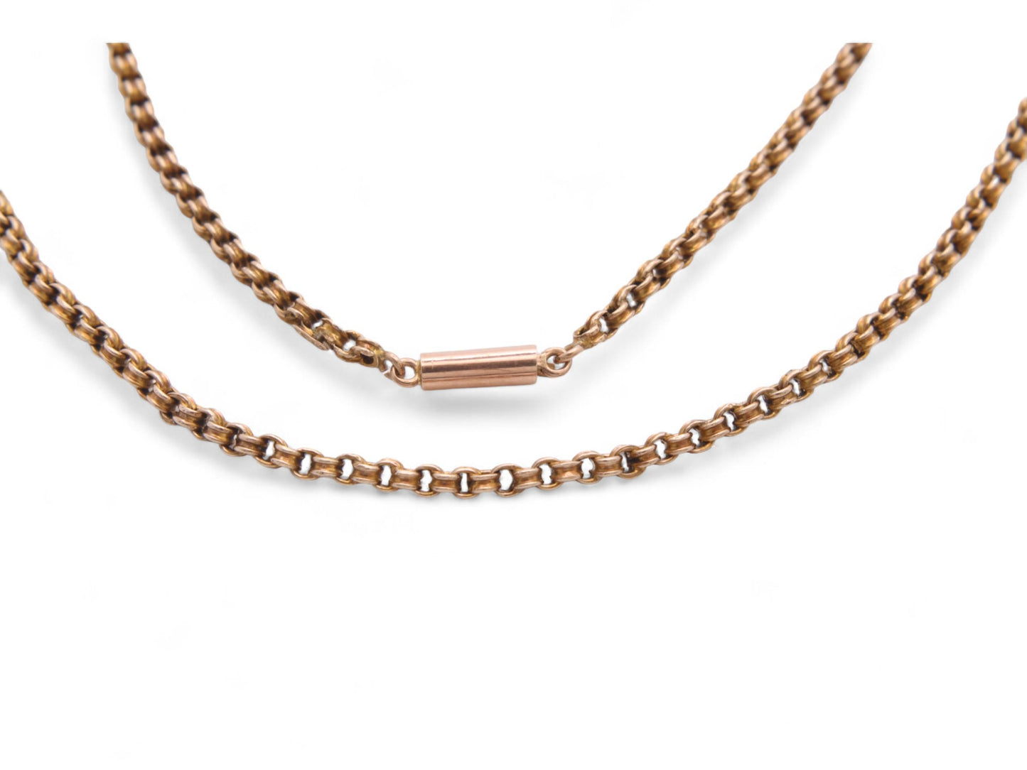 Antique 9ct Gold Ribbed Rolo Link Necklace, 17.5"