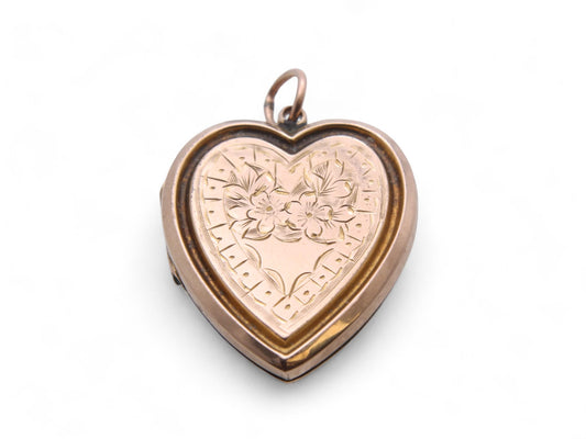 Antique 9ct Gold Forget Me Not Heart Locket