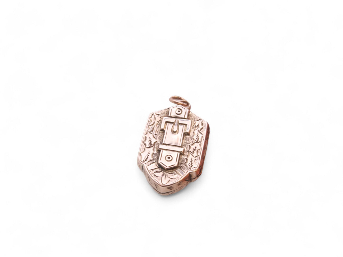 Antique-9ct-Gold-Shield-Shaped-Buckle-Locket