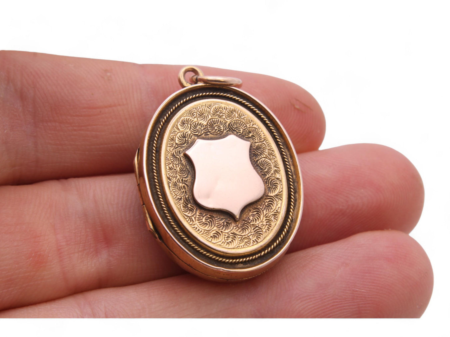 Antique 9ct Gold Shield Oval Locket