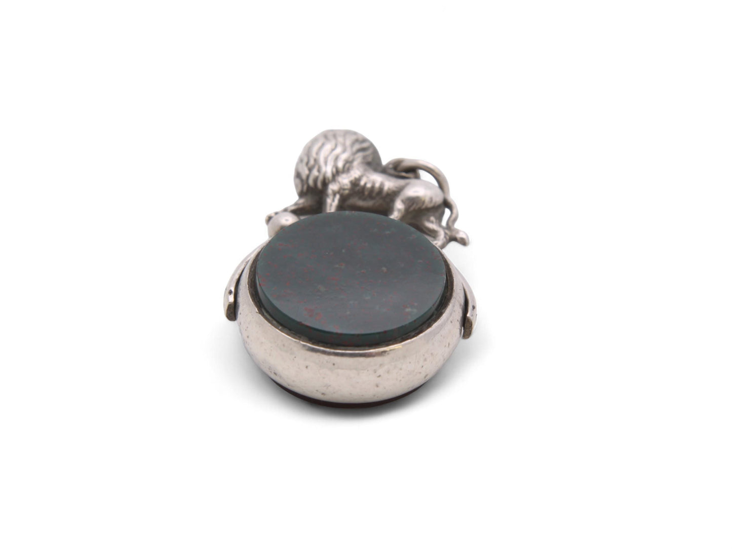 Antique Sterling Silver Lion Spinner Pendant