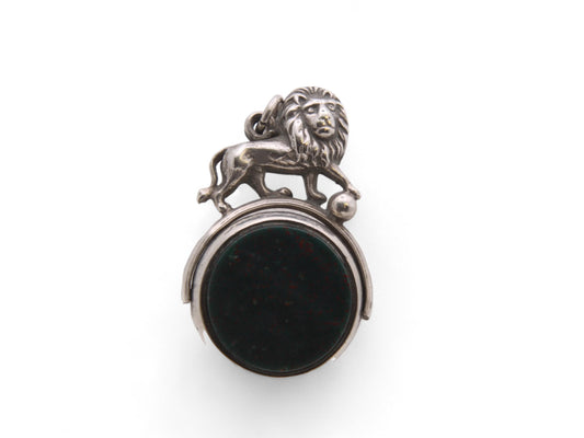 Antique Sterling Silver Lion Spinner Pendant