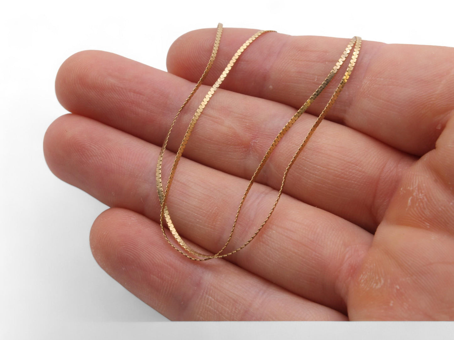 Vintage 9ct Gold Snake Link Necklace, 15"