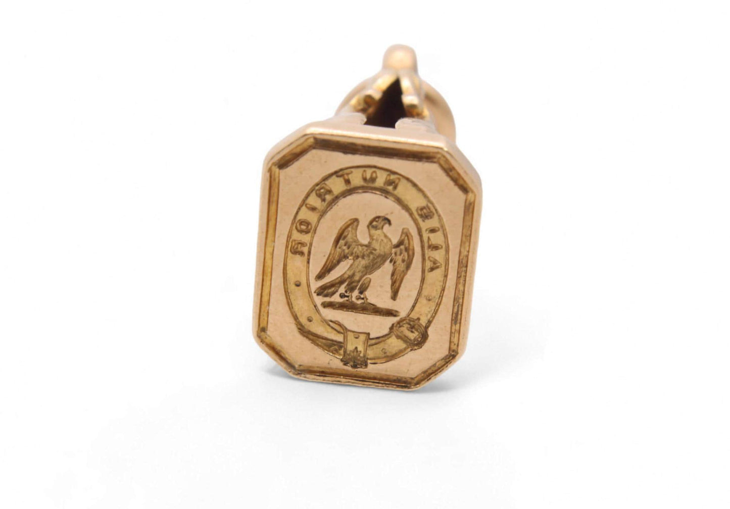 Antique Georgian 18ct Gold Intaglio Crest Falcon "I am fed by my wings" Pendant