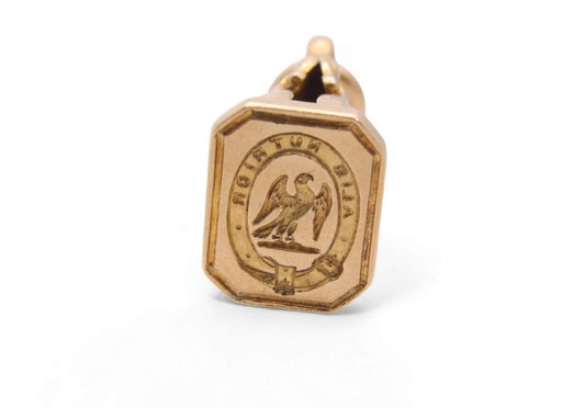 Antique Georgian 18ct Gold Intaglio Crest Falcon "I am fed by my wings" Pendant