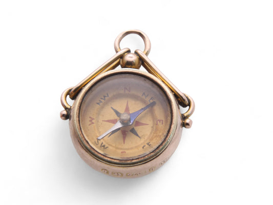 Antique 9ct Gold Carnelian Compass Pendant