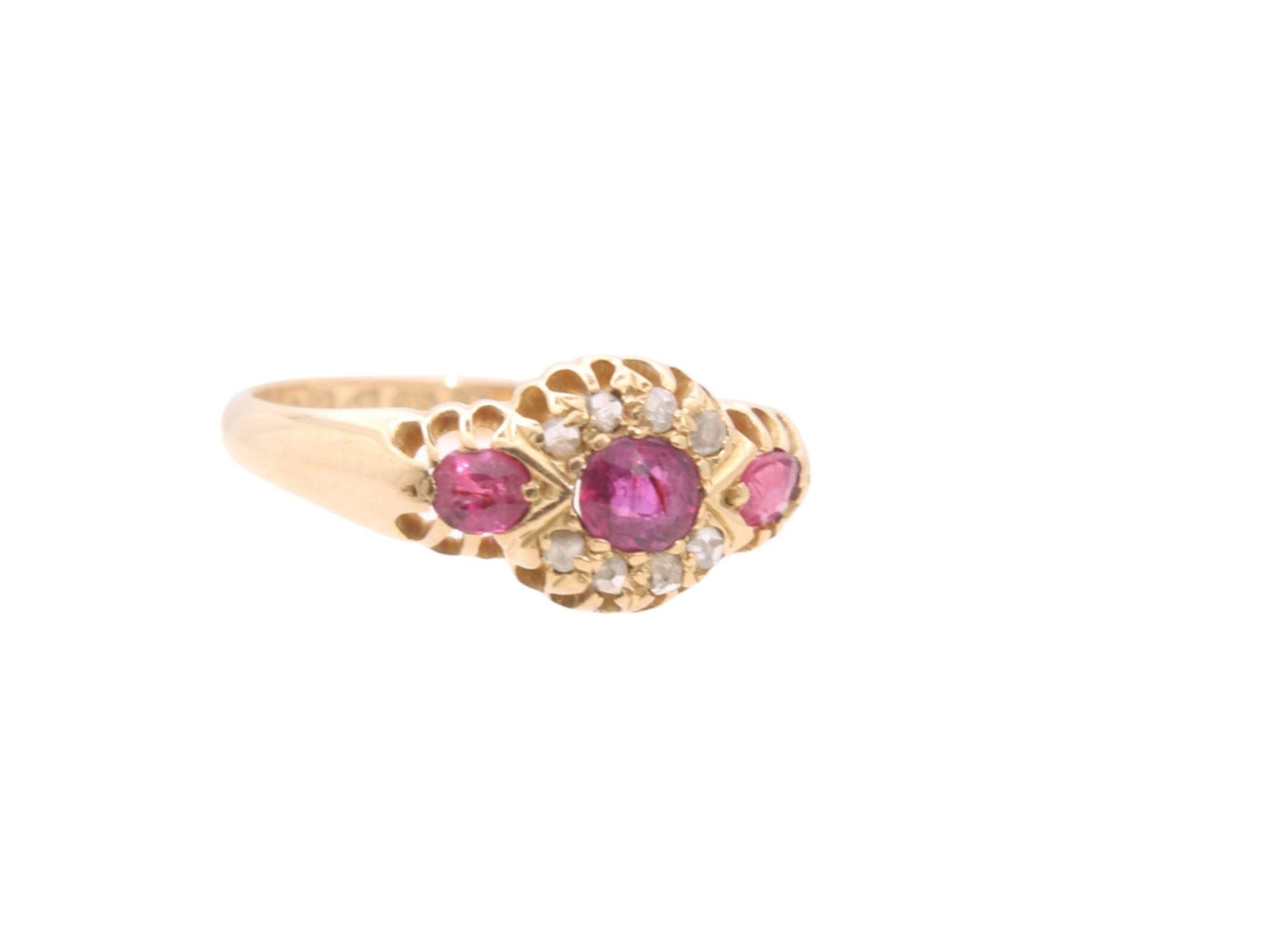 Antique 18ct Gold Diamond & Ruby Gypsy Ring, 1908