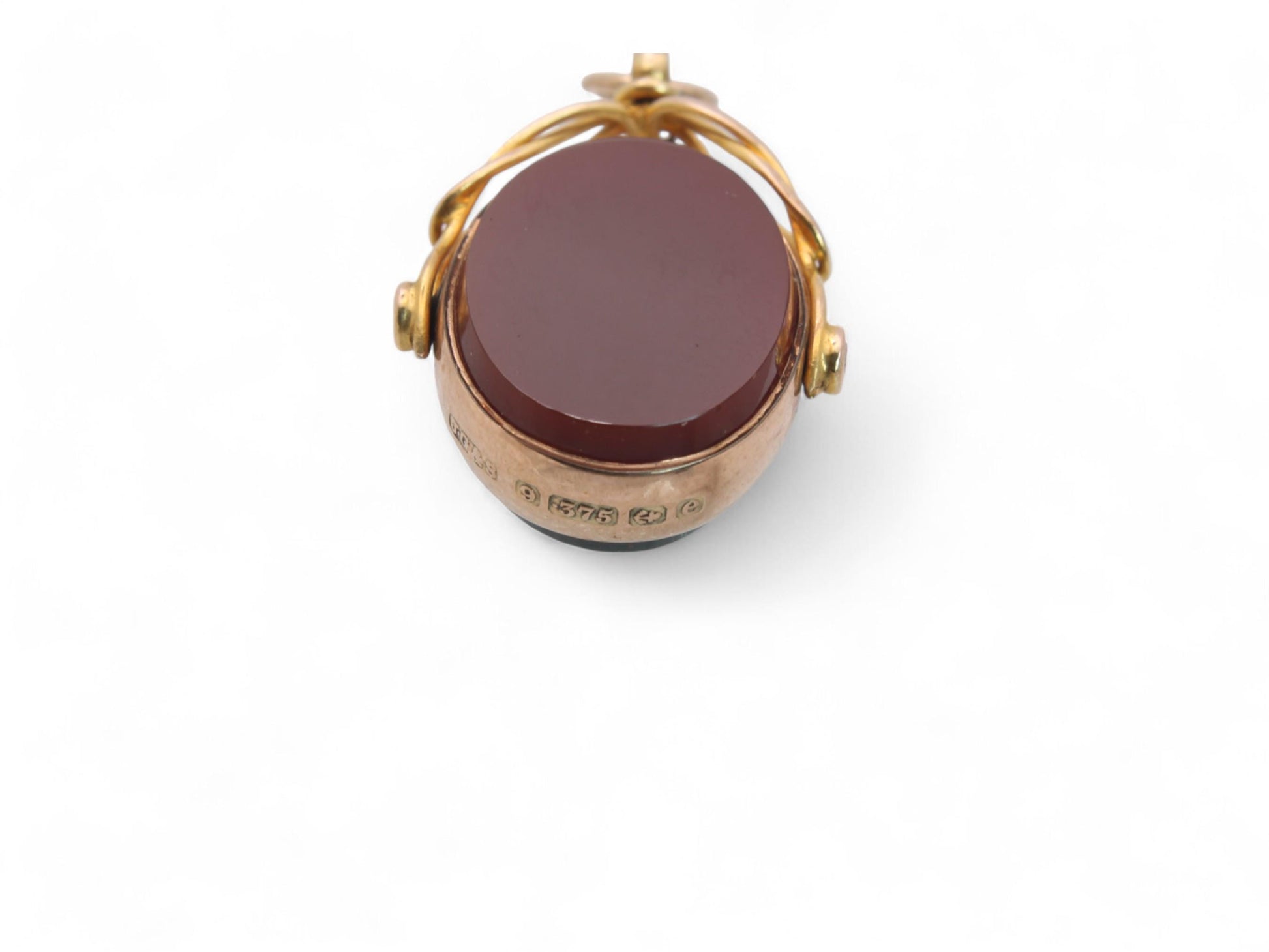Antique-9ct-Yellow-Gold-Bloodstone-Spinner-Pendant