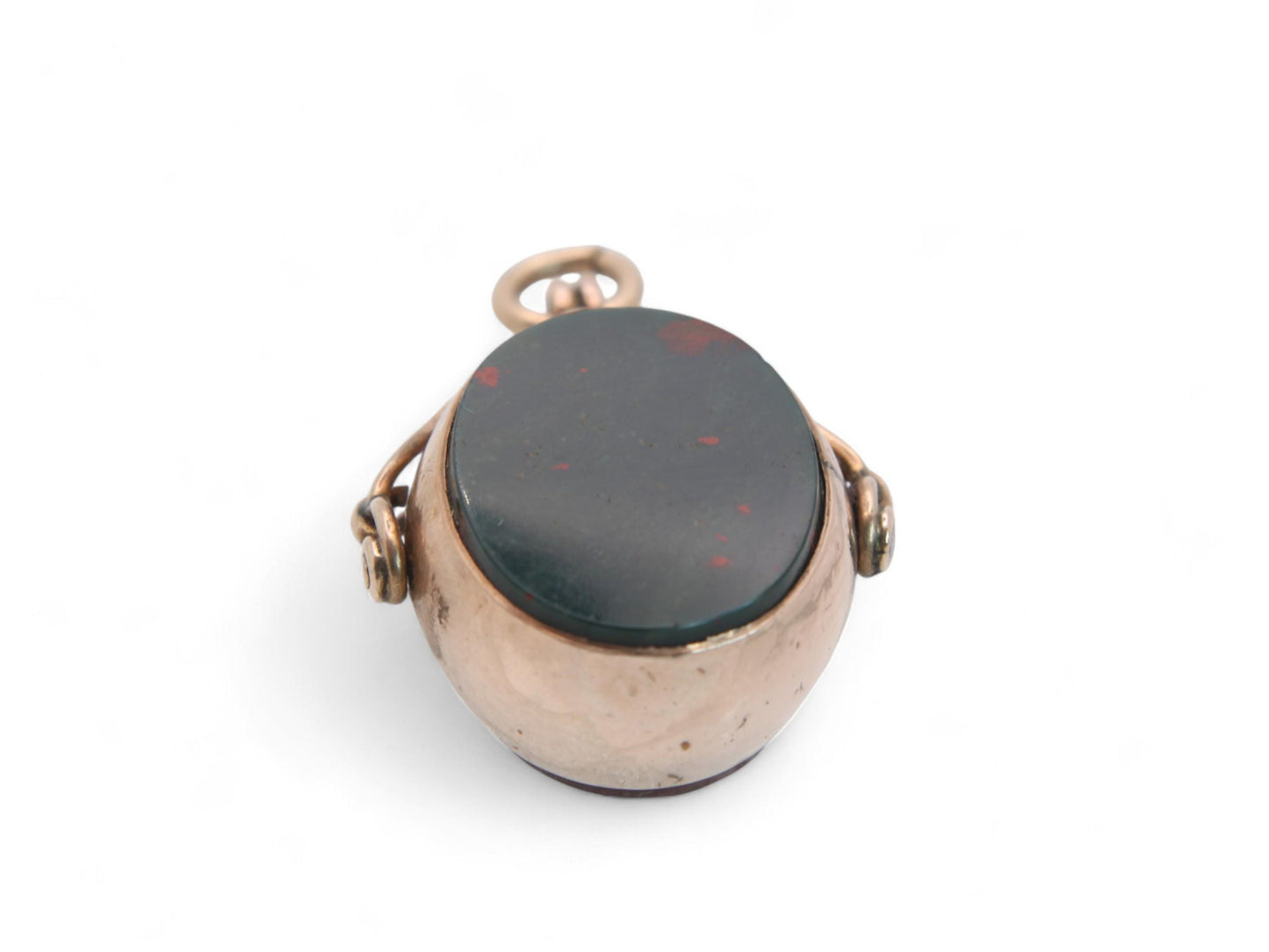 Antique 9ct Gold Bloodstone Carnelian Spinner Pendant, 1902