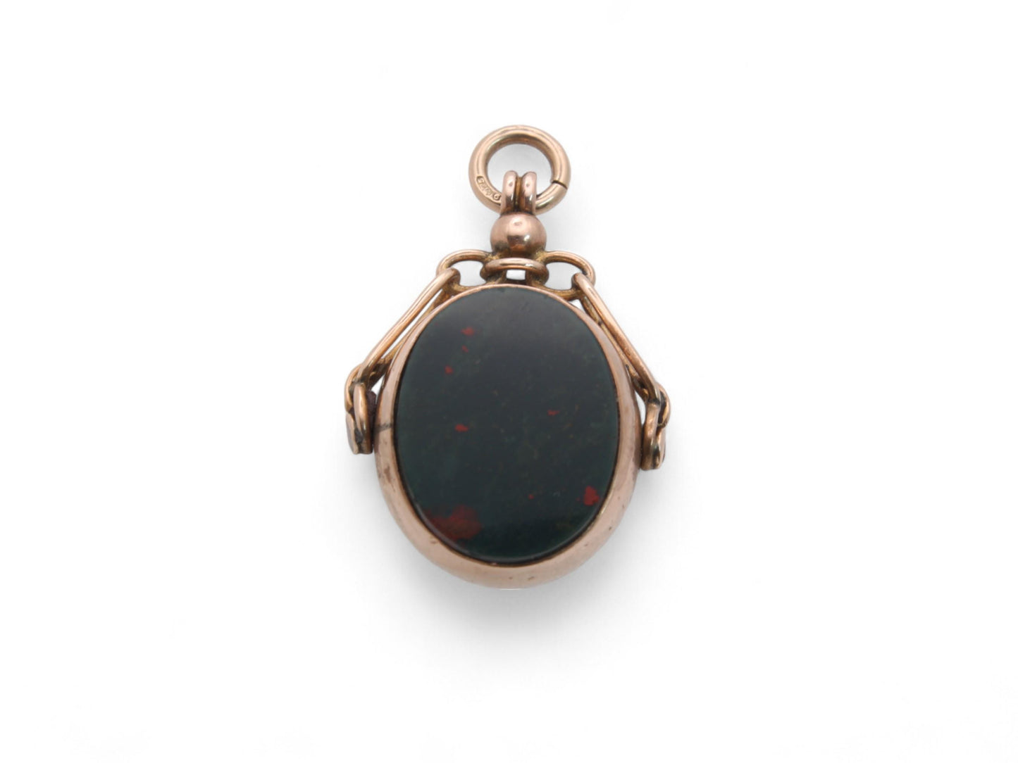 Antique 9ct Gold Bloodstone Carnelian Spinner Pendant, 1902