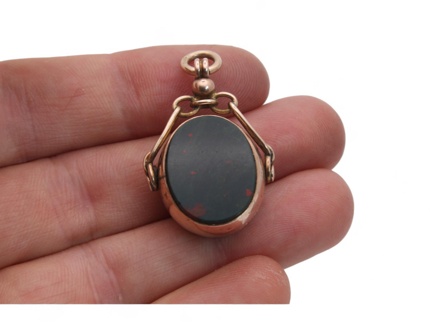 Antique 9ct Gold Bloodstone Carnelian Spinner Pendant, 1902