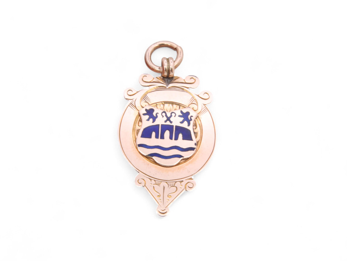Antique 9ct Gold Lion Enamel Pendant