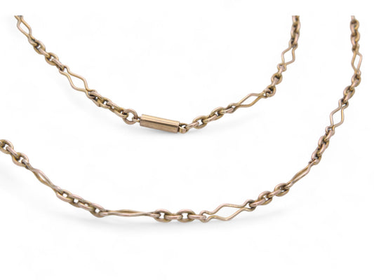 Antique 9ct Gold Fancy Trombone Link Necklace