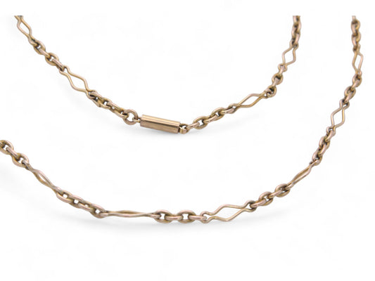 Antique 9ct Gold Fancy Trombone Link Necklace