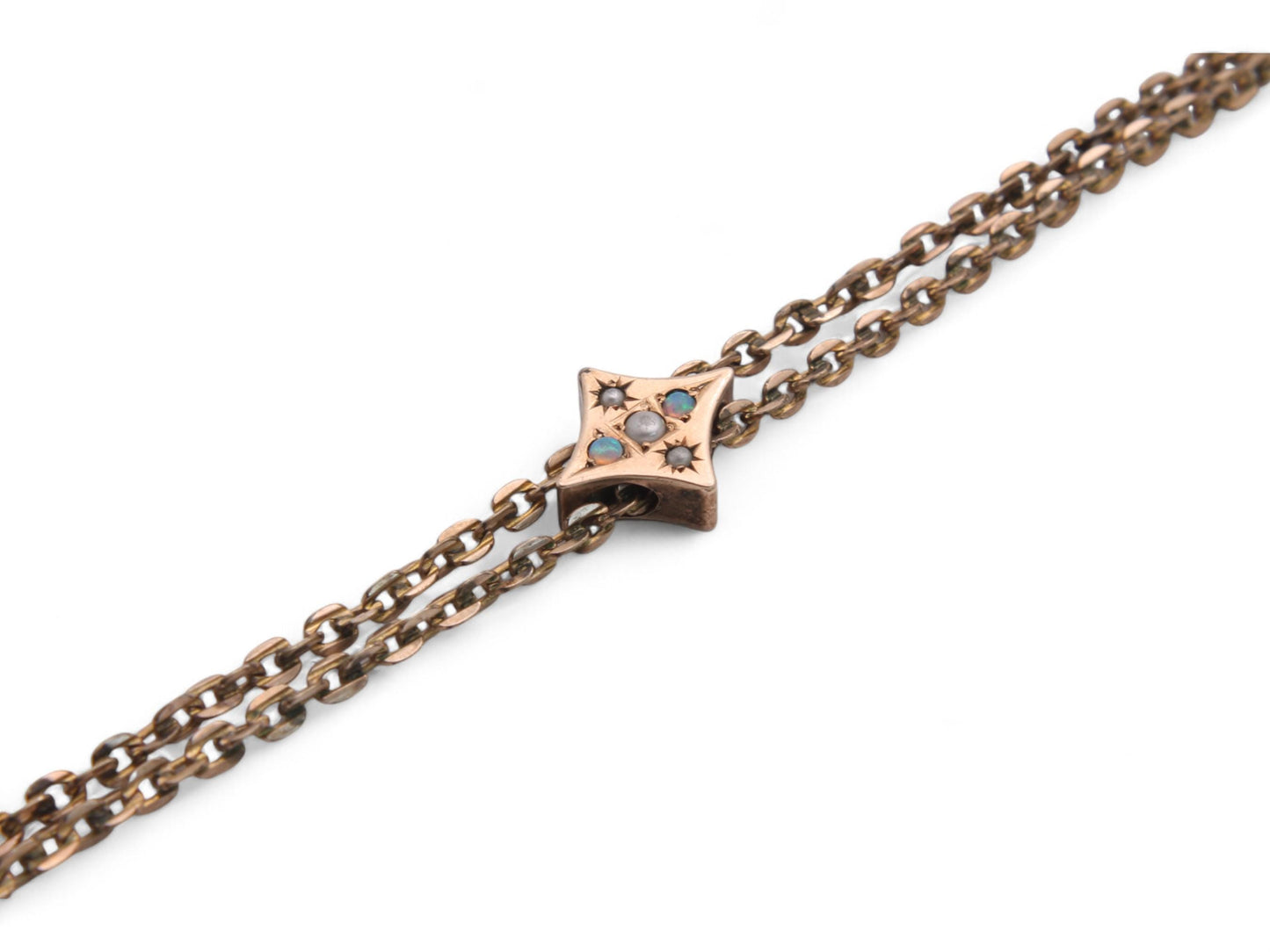 Antique 9ct Rolled Gold Opal Slider Long Guard