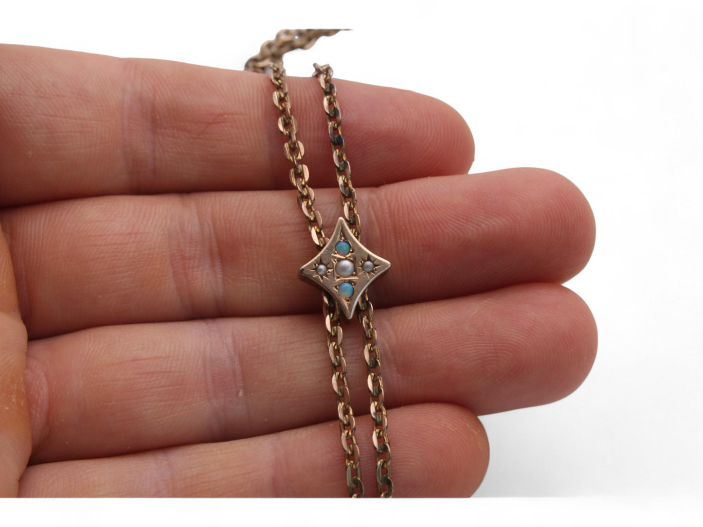 Antique 9ct Rolled Gold Opal Slider Long Guard