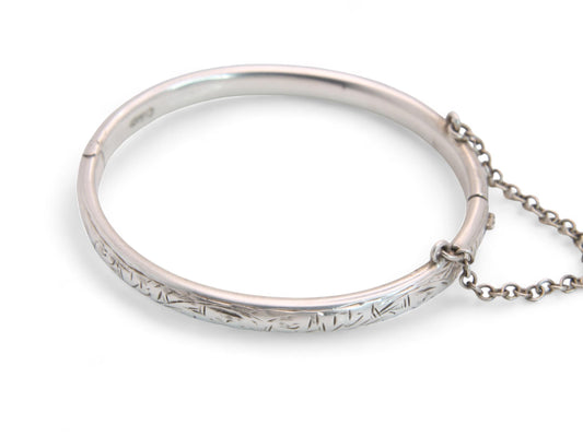 Vintage Sterling Silver Charles Horner Baby Bangle, 1950