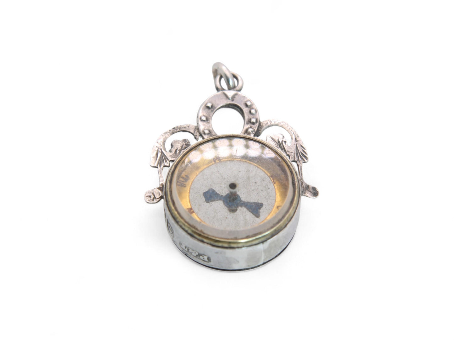 Antique Sterling Silver Lucky Horseshoe Compass Pendant