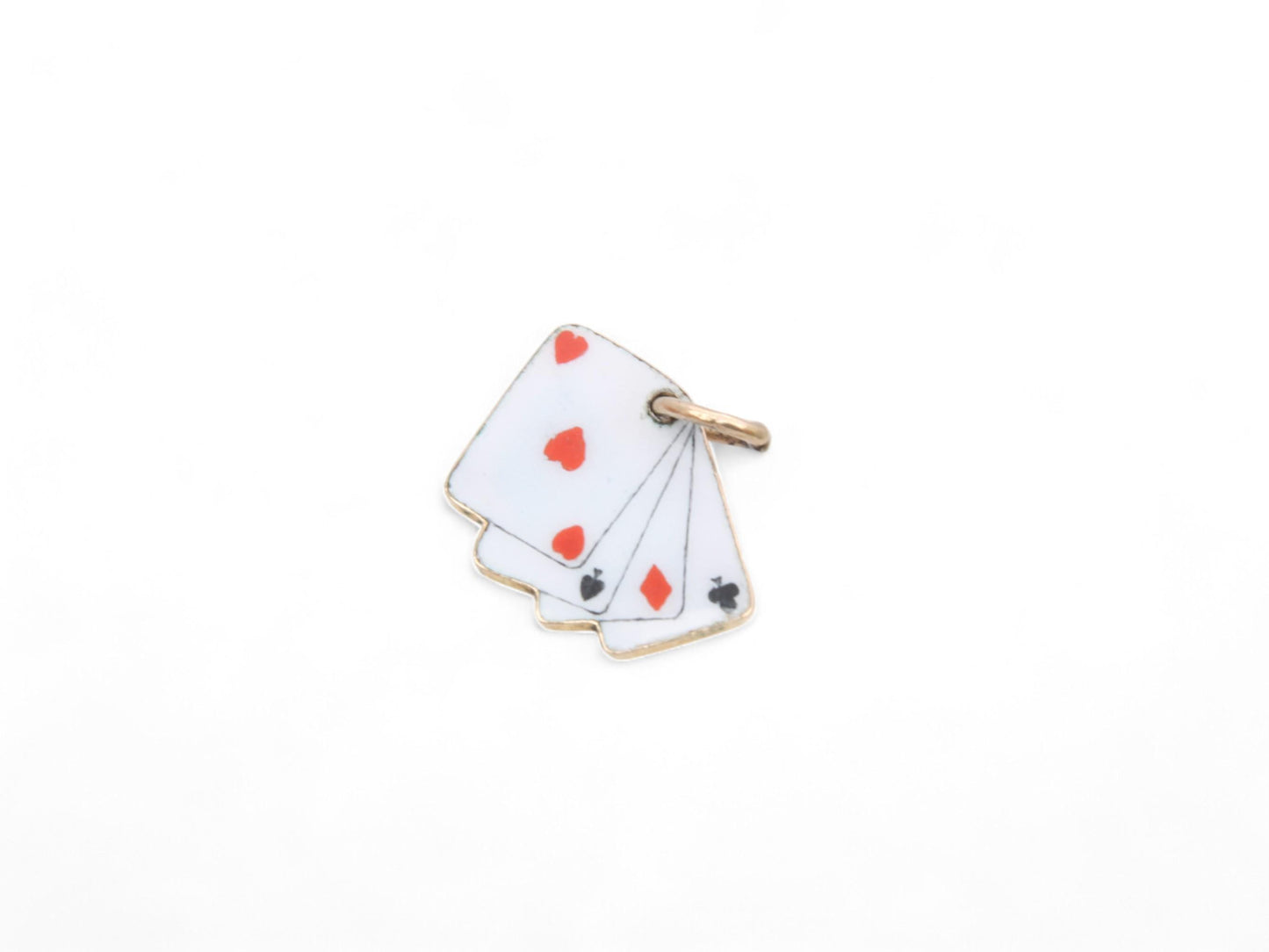 Vintage 9ct Gold Enamel Playing Cards Charm