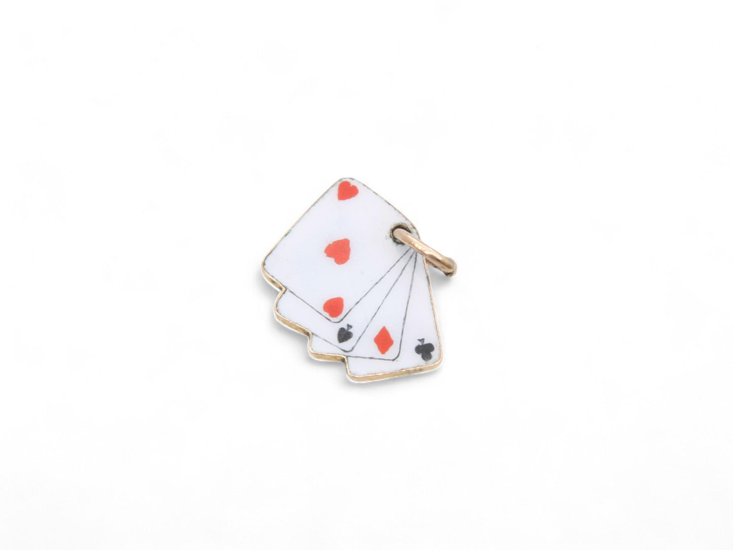 Vintage 9ct Gold Enamel Playing Cards Charm