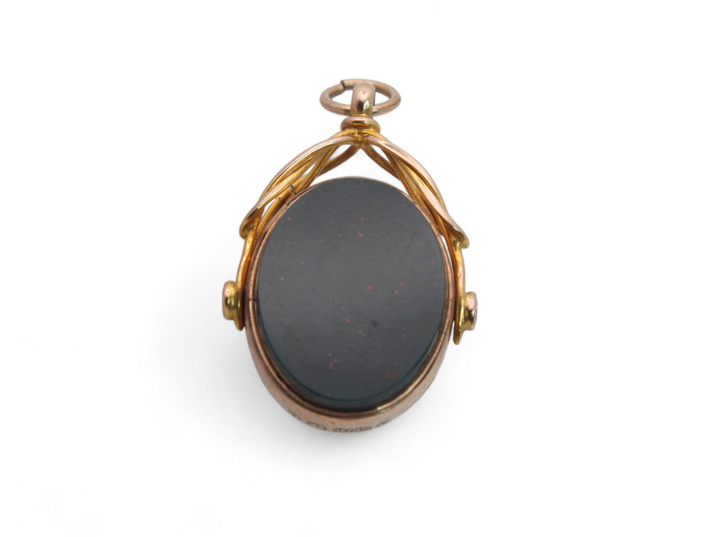 Antique 9ct Yellow Gold Bloodstone Spinner Pendant
