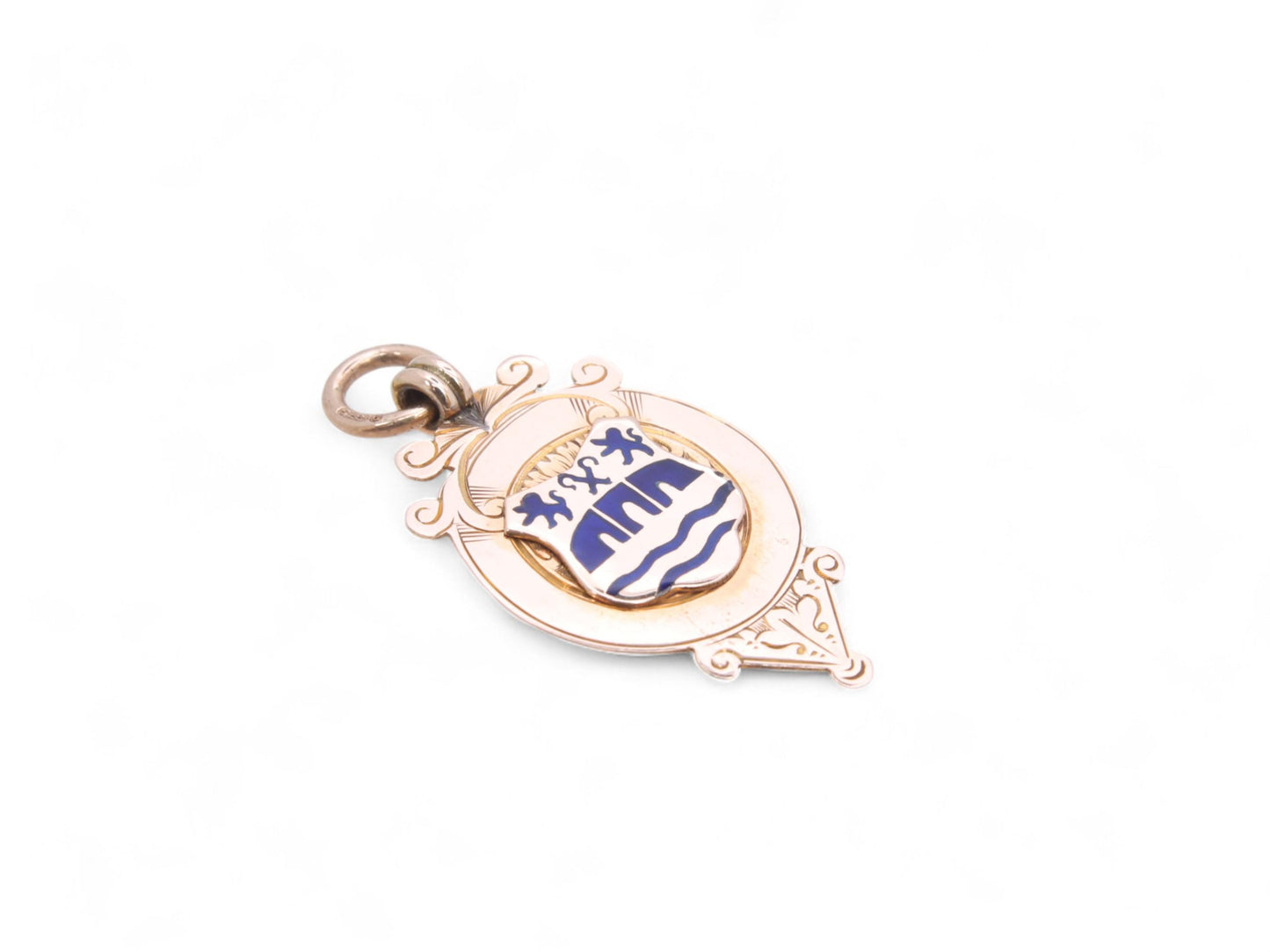 Antique 9ct Gold Lion Enamel Pendant